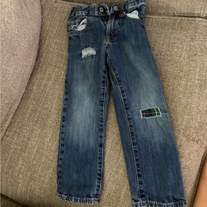 Blue Kids Jeans with Plaid Patch